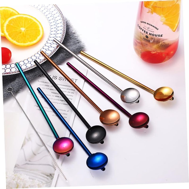 DECHOUS 3 قطع ملعقة شفاطة من الفولاذ المقاوم للصدأ بلون الوردي الذهبي للقهوة والكوكتيل والخلط والأكل - Image 5